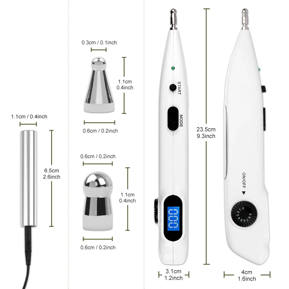 Pulse Massage Pen 9-Level USB Rechargeable Interchangeable Probes
