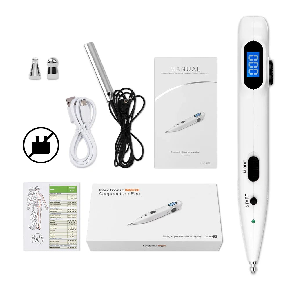 Pulse Massage Pen 9-Level USB Rechargeable Interchangeable Probes
