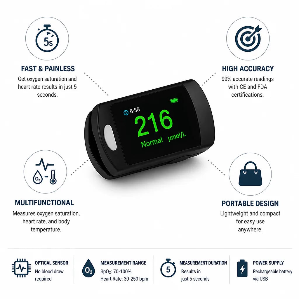 Pulse Oximeter 5-Second SpO2 & Heart Rate