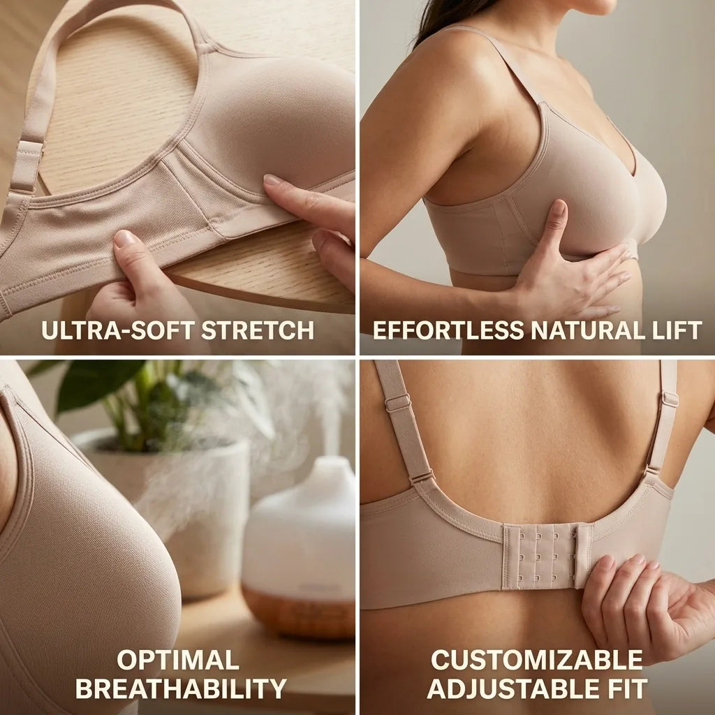 Push-Up Bra Full Coverage Wireless Adjustable Back