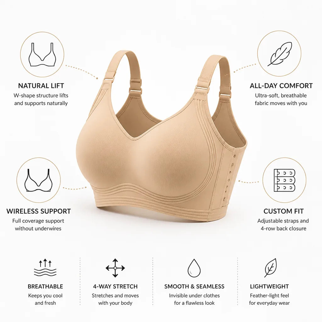 Push-Up Bra Full Coverage Wireless Adjustable Back