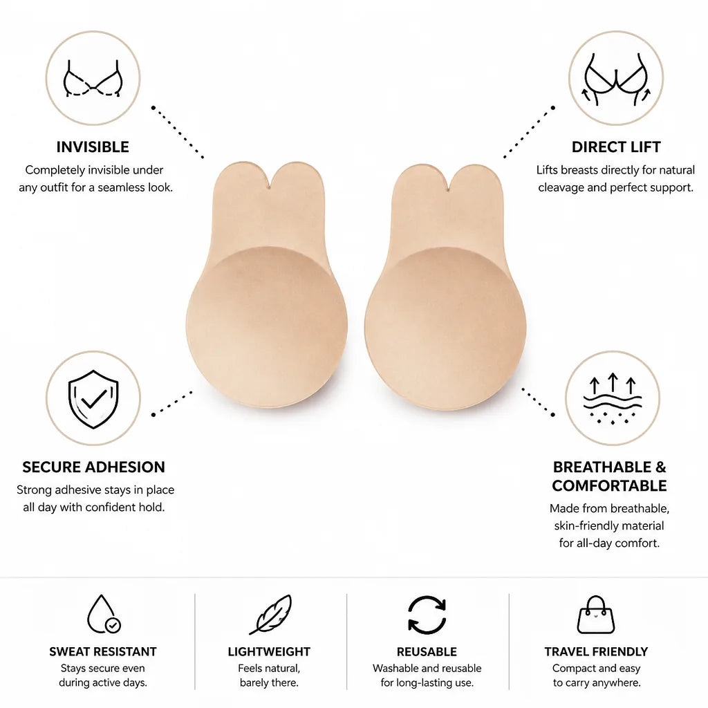 Push-Up Bra Self-Adhesive Strapless Invisible