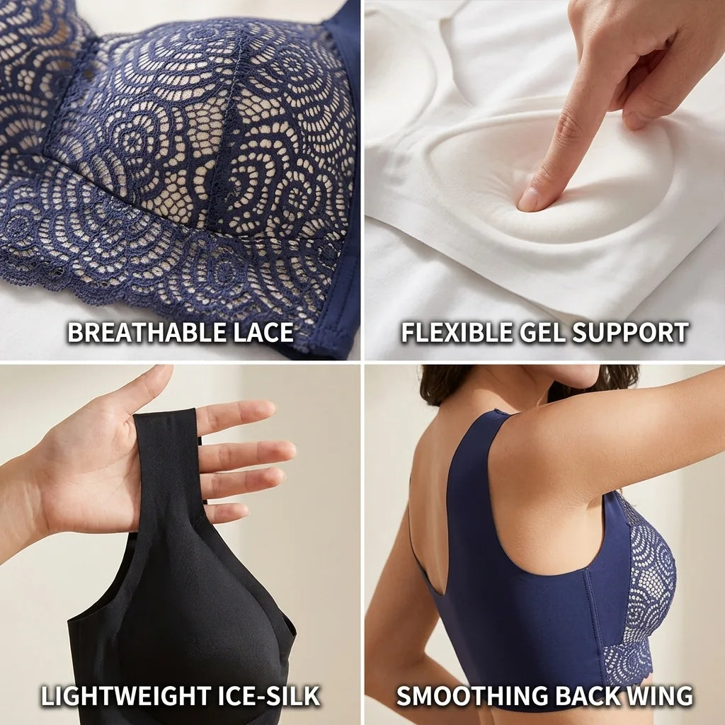 Push-Up Bra Wireless Gel Support Ice-Silk Fabric