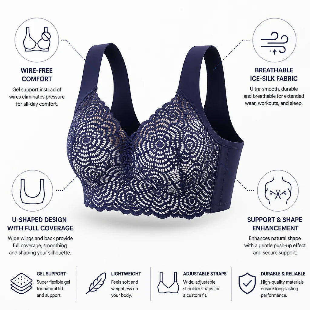 Push-Up Bra Wireless Gel Support Ice-Silk Fabric