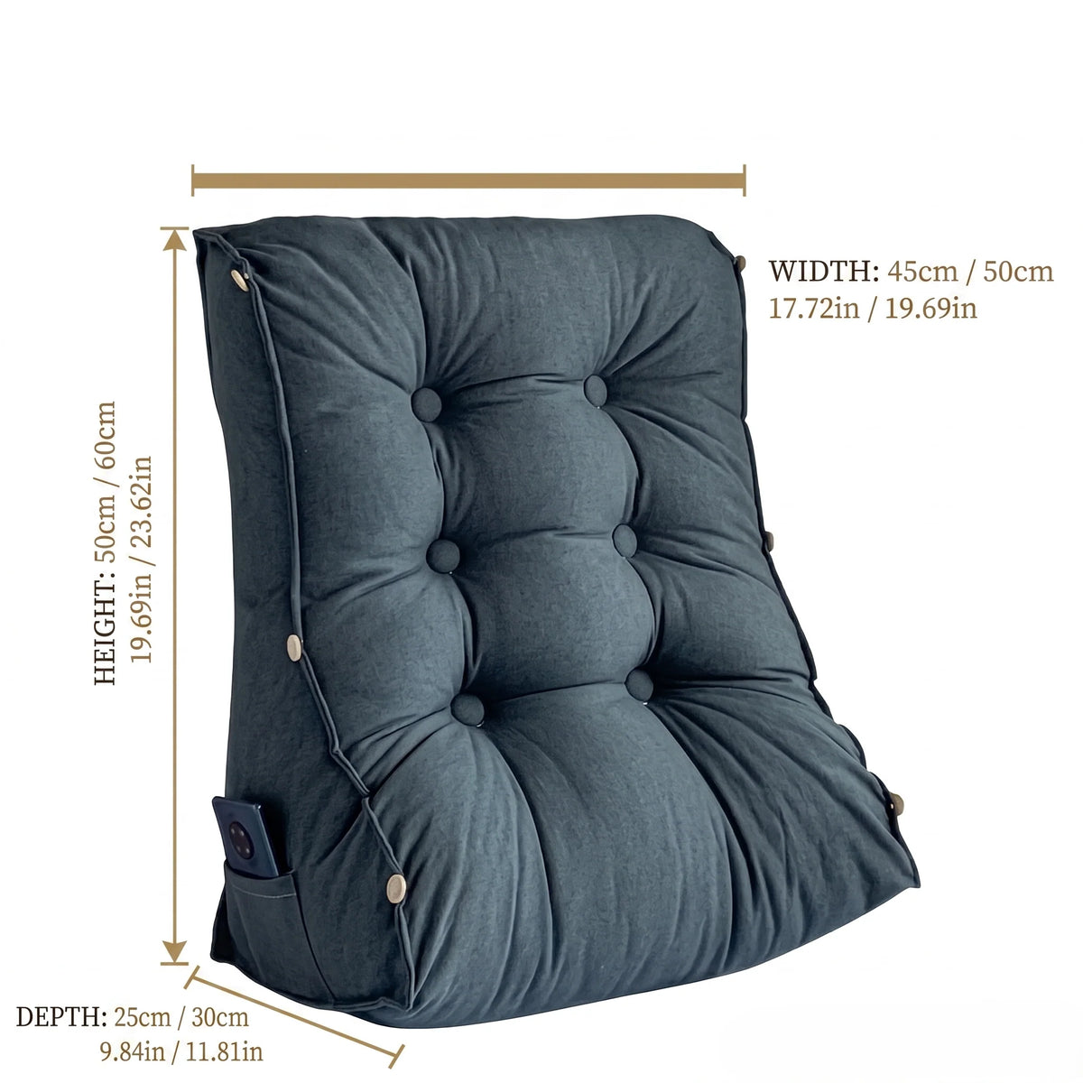 Reading Backrest Cushion Ergonomic Tufted Removable Cover
