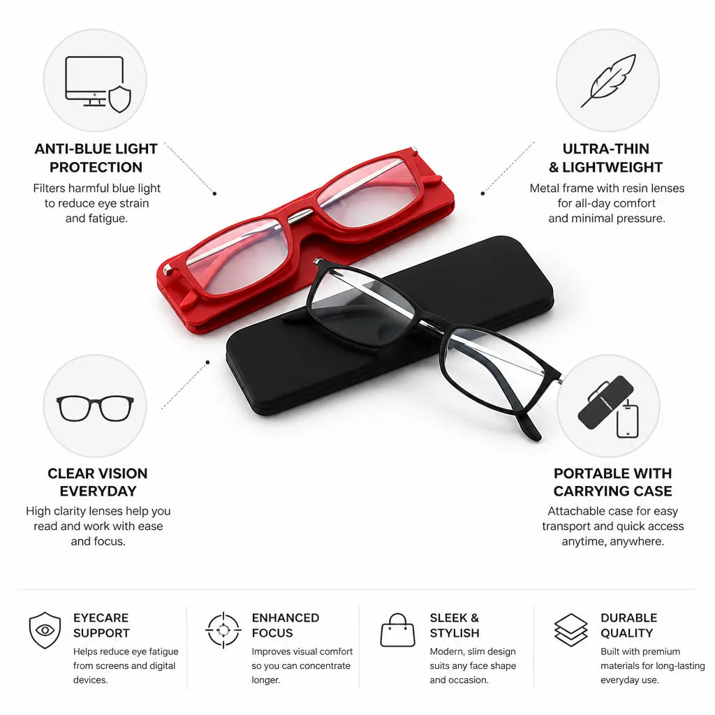 Reading Glasses Anti-Blue Light Ultra-Thin Metal Frame