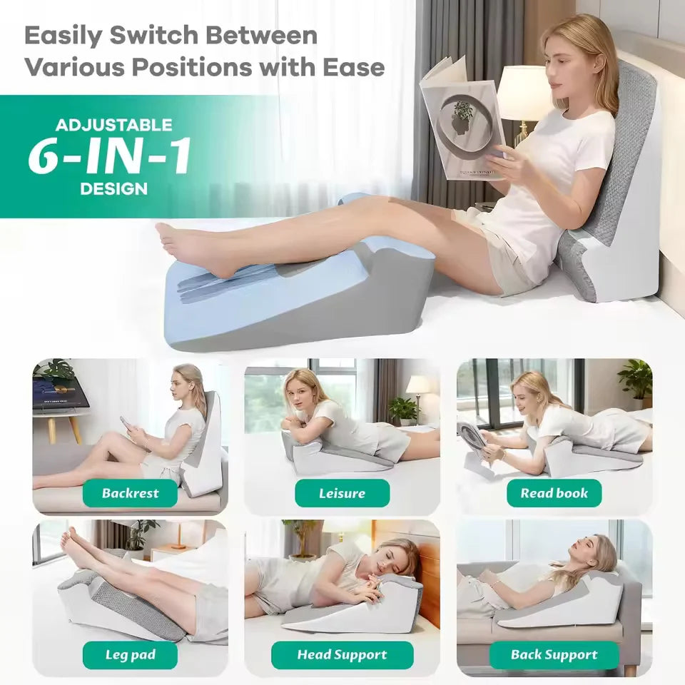 Reading Wedge Pillow Adjustable Memory Foam Removable Cover