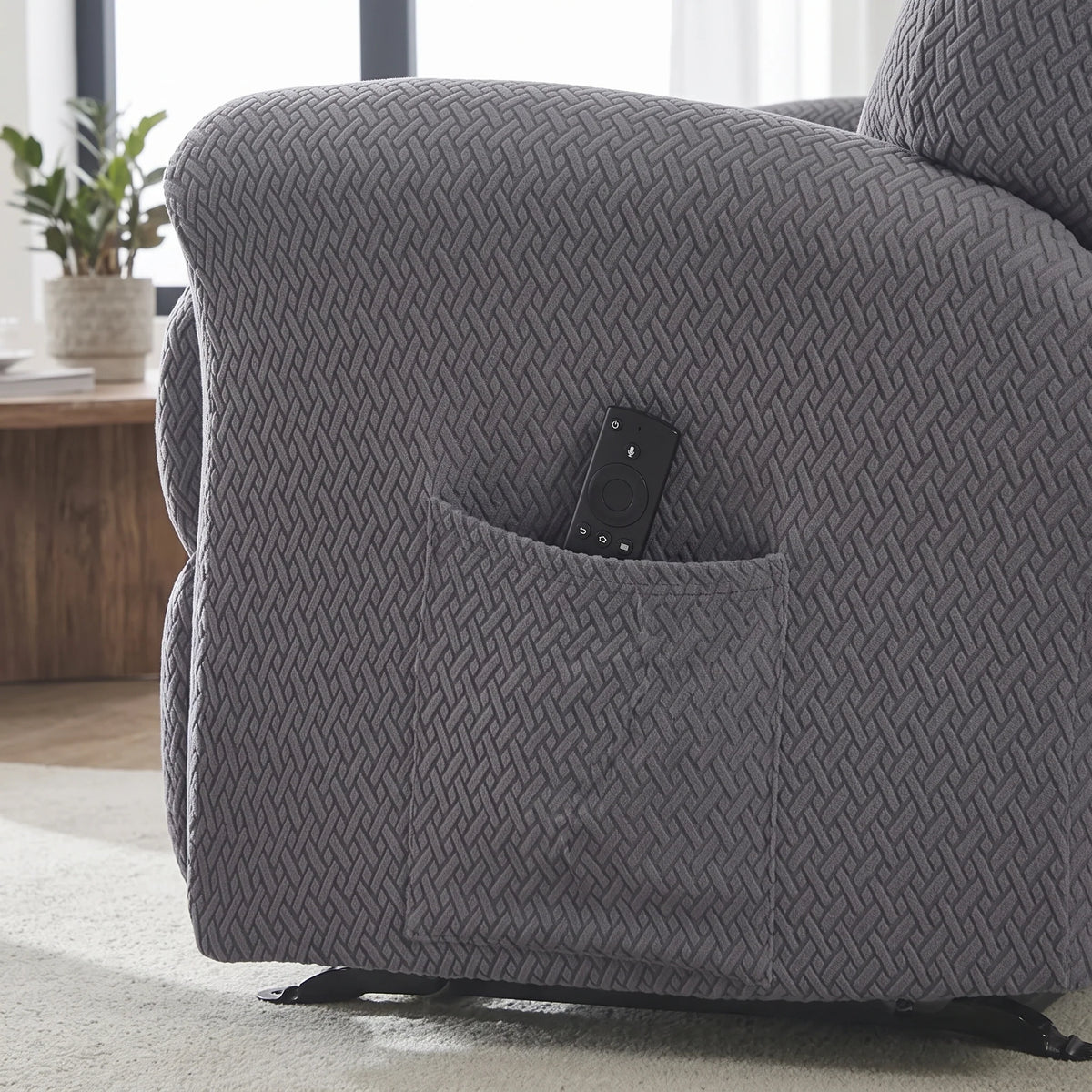 Recliner Chair Cover Jacquard Stretch Four-Piece With Side Pocket