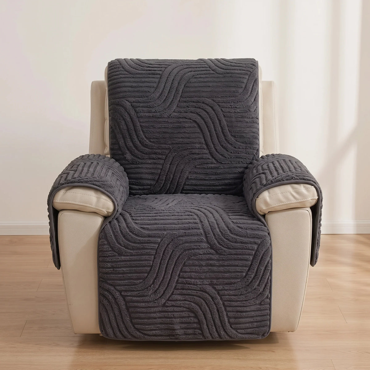 Recliner Chair Protector Textured Fleece Non-Slip Backing