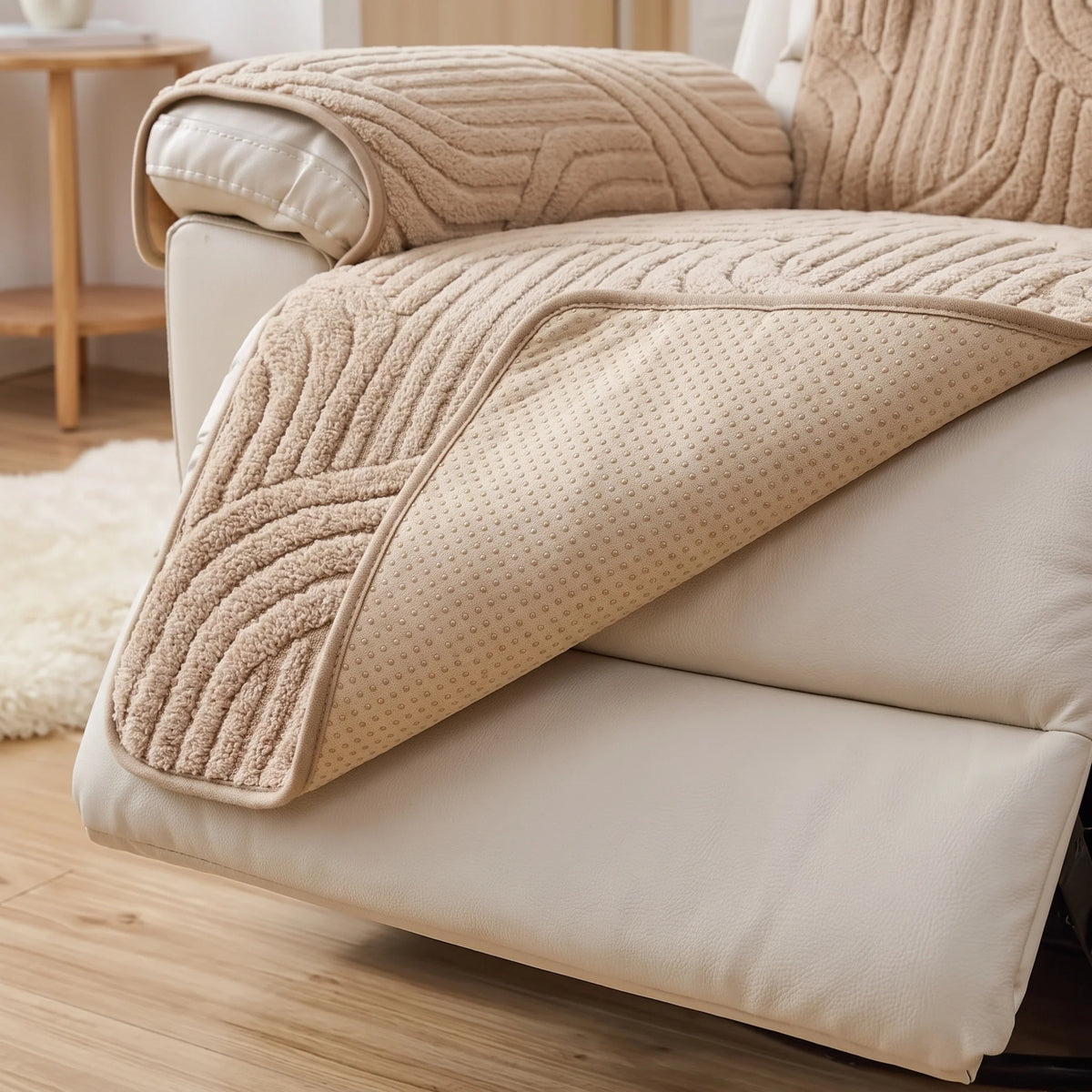 Recliner Chair Protector Textured Fleece Non-Slip Backing
