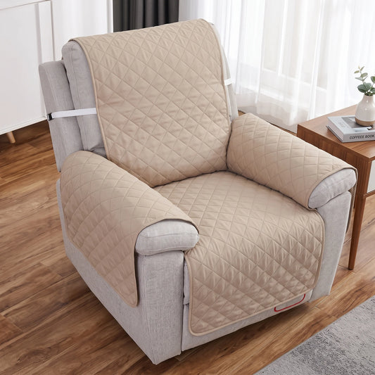 Recliner Chair Protector Three-Layer Quilted Adjustable Straps