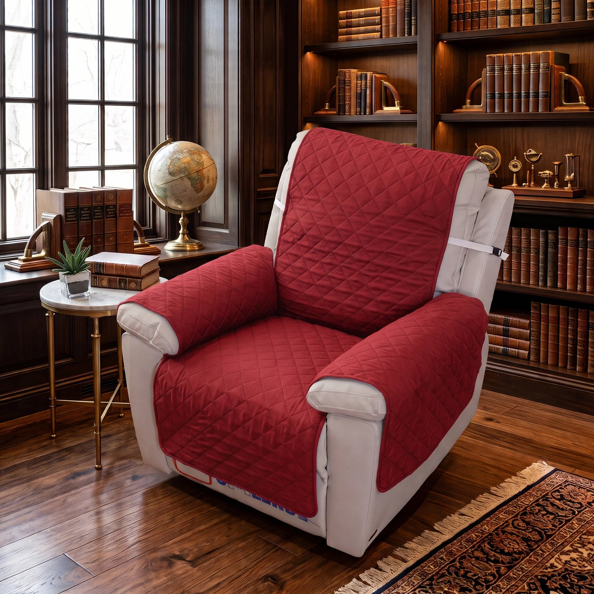 Recliner Chair Protector Three-Layer Quilted Adjustable Straps