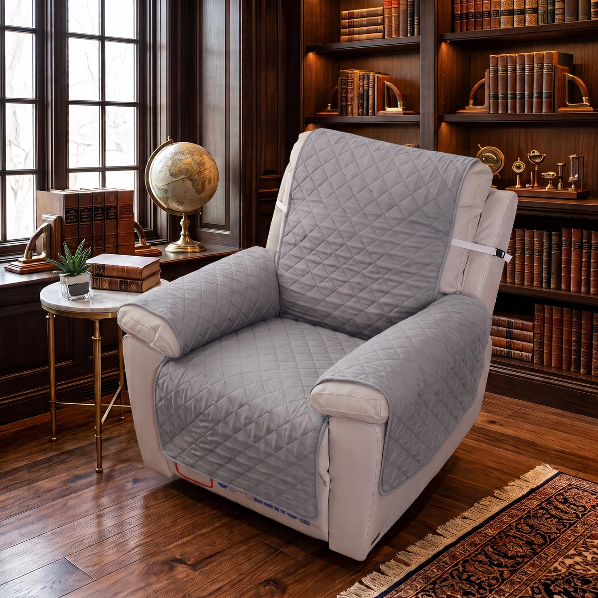 Recliner Chair Protector Three-Layer Quilted Adjustable Straps
