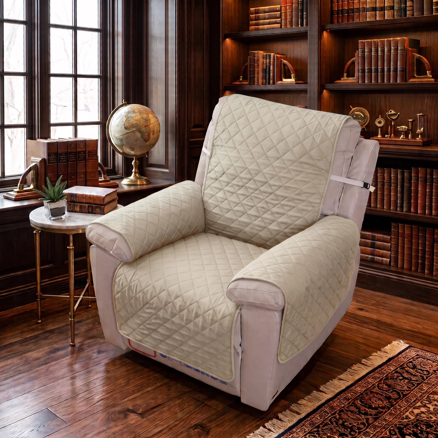 Recliner Chair Protector Three-Layer Quilted Adjustable Straps