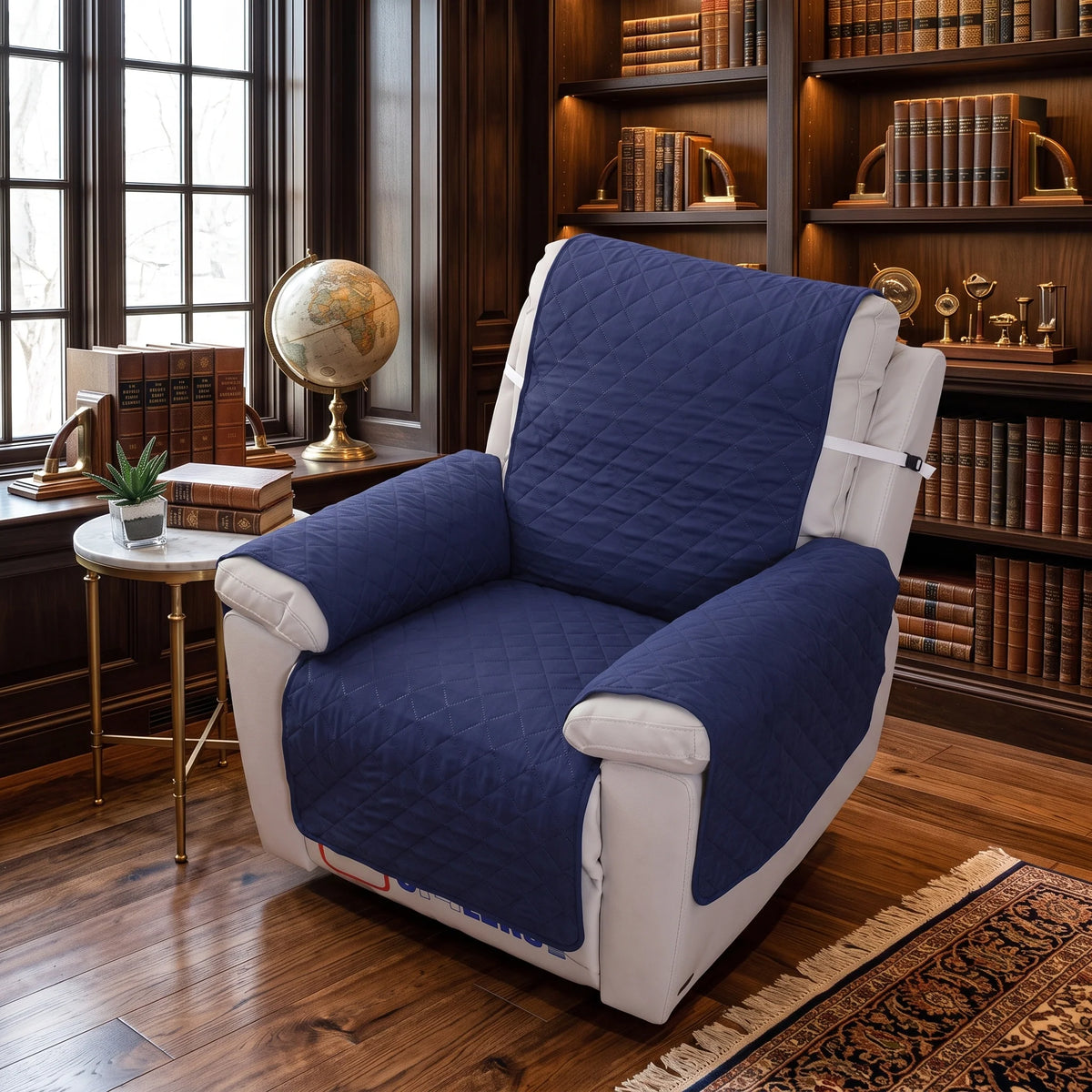 Recliner Chair Protector Three-Layer Quilted Adjustable Straps