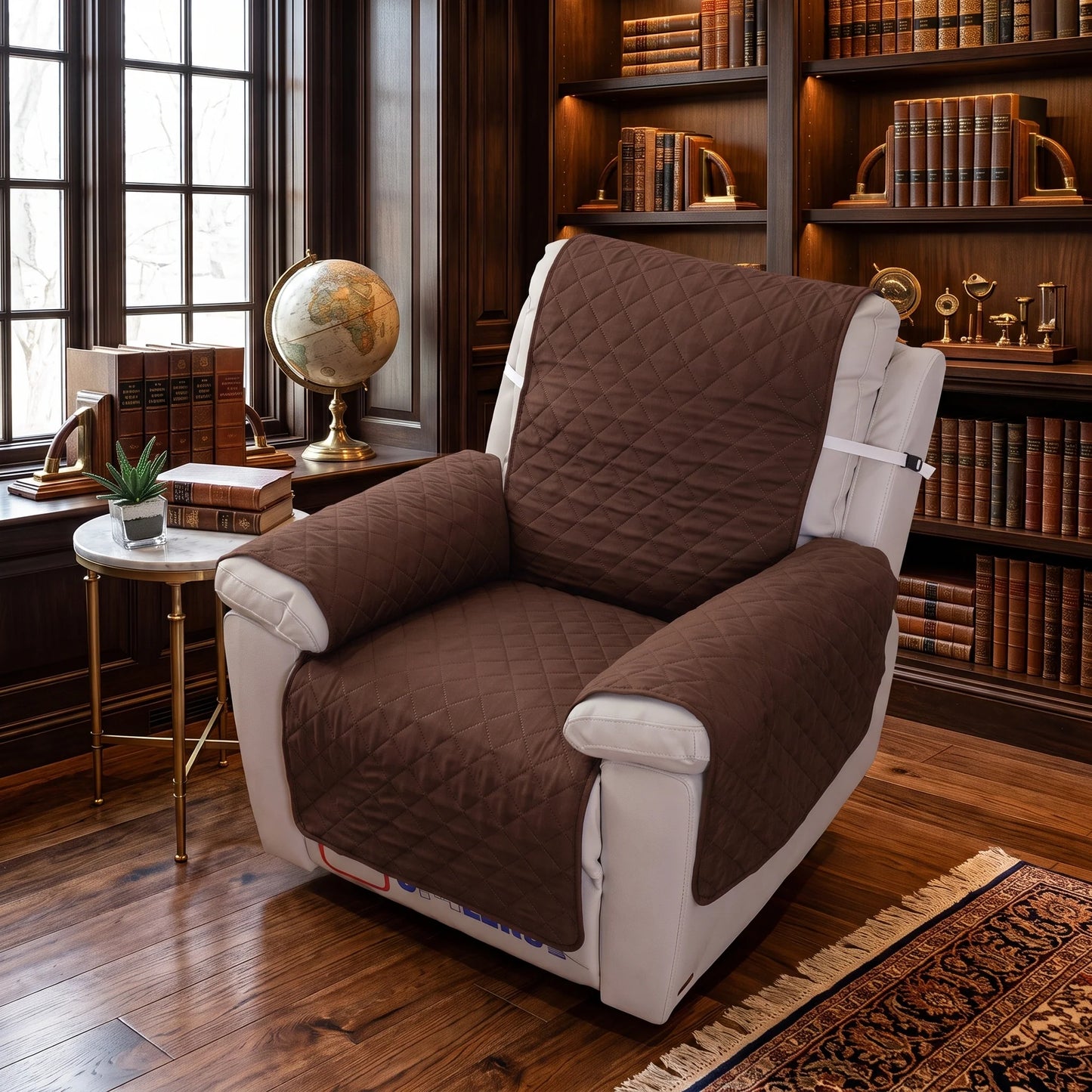 Recliner Chair Protector Three-Layer Quilted Adjustable Straps