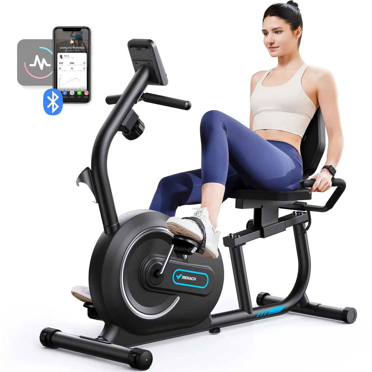 Recumbent Bike 8-Level Magnetic Heart-Rate & Bluetooth App