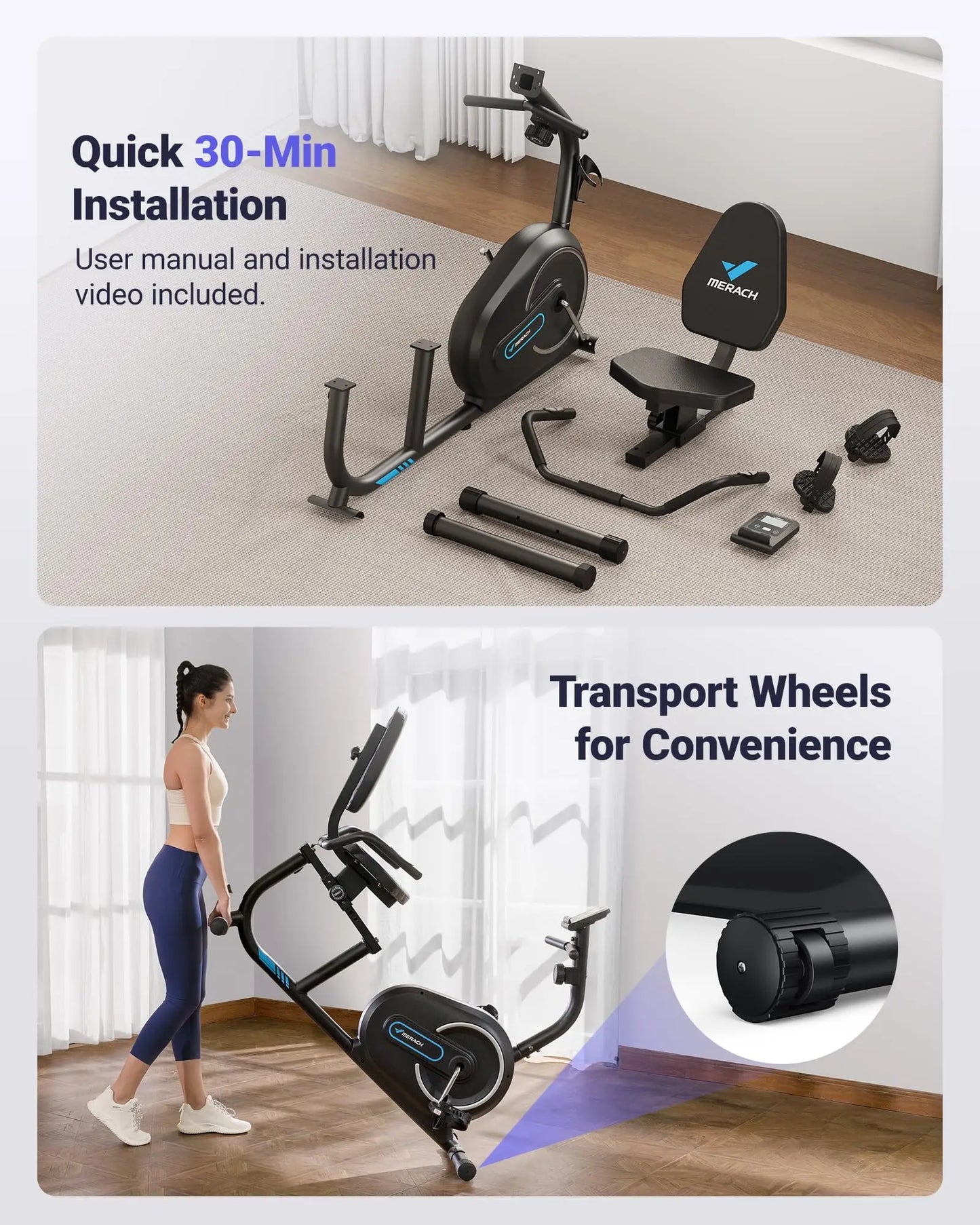 Recumbent Bike 8-Level Magnetic Heart-Rate & Bluetooth App