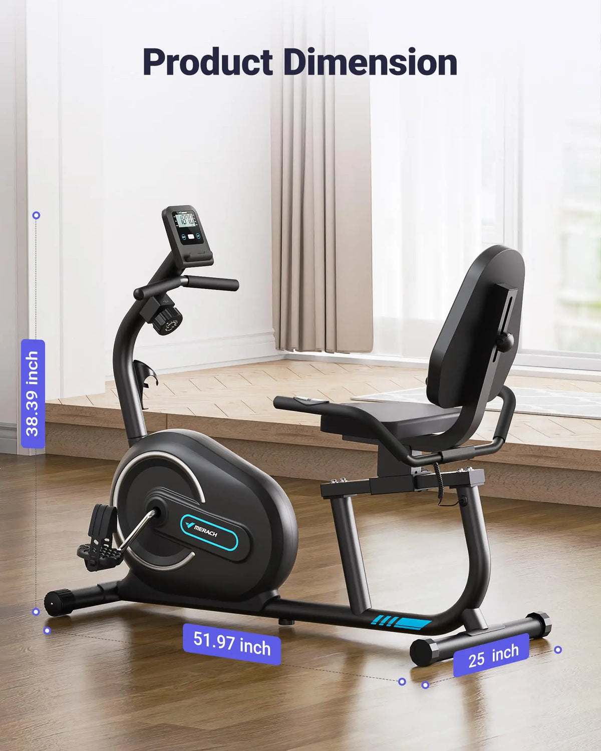 Recumbent Bike 8-Level Magnetic Heart-Rate & Bluetooth App