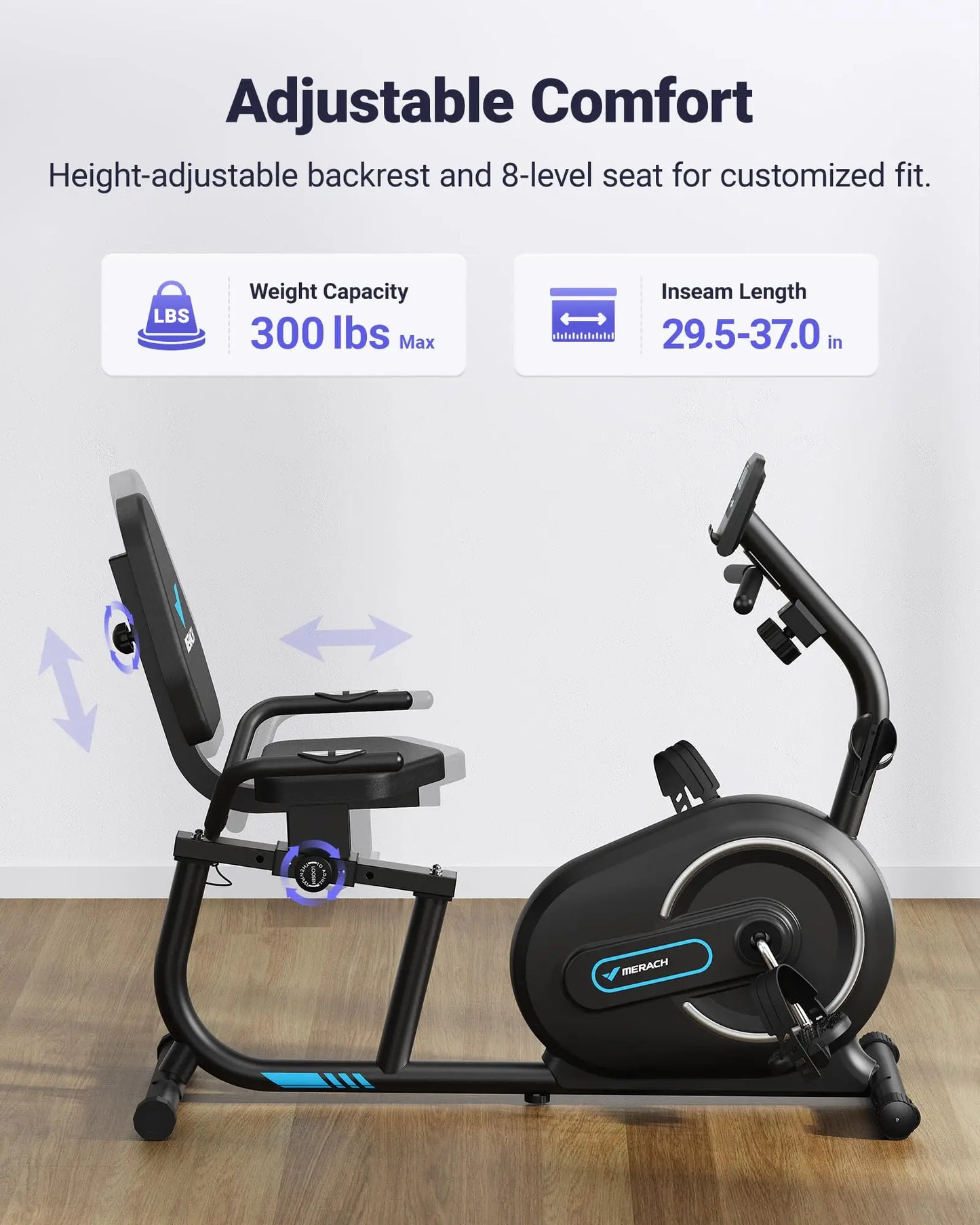 Recumbent Bike 8-Level Magnetic Heart-Rate & Bluetooth App