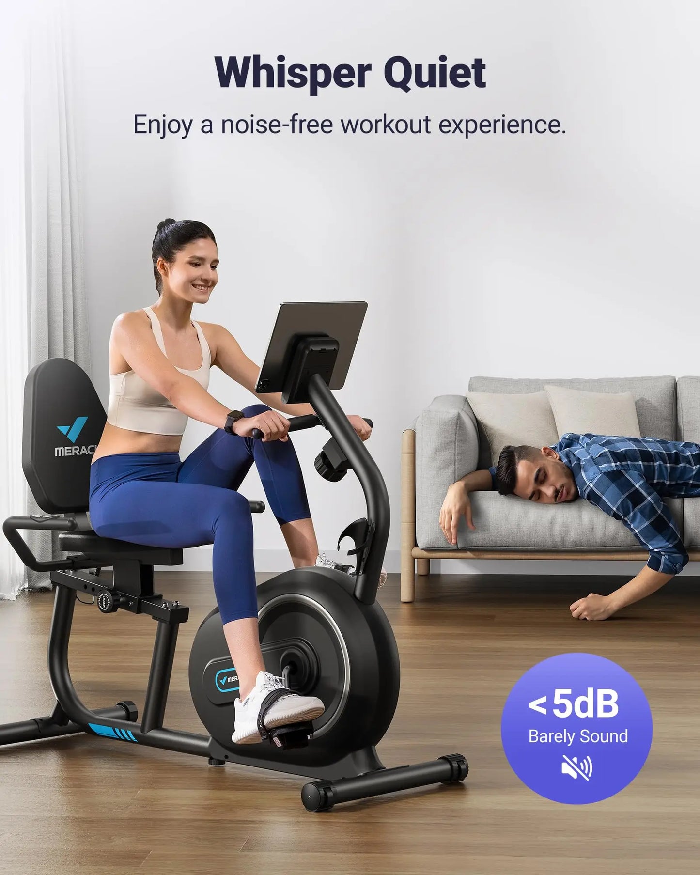 Recumbent Bike 8-Level Magnetic Heart-Rate & Bluetooth App