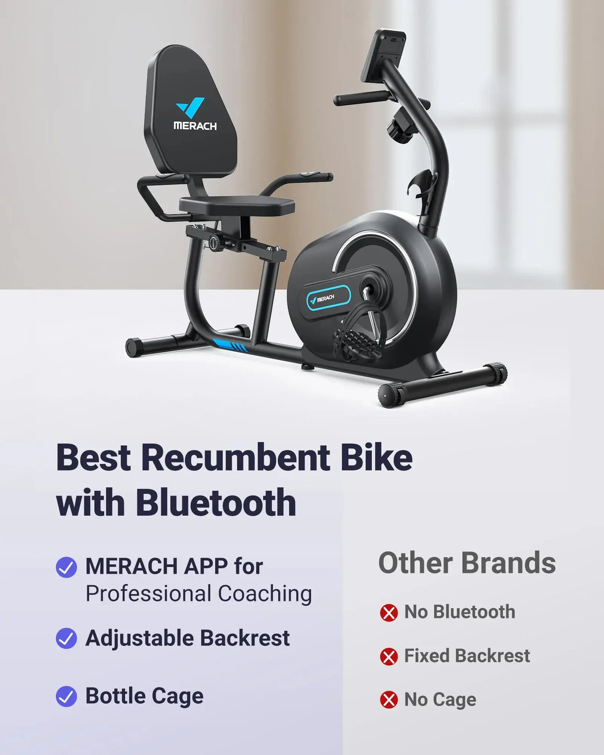 Recumbent Bike 8-Level Magnetic Heart-Rate & Bluetooth App