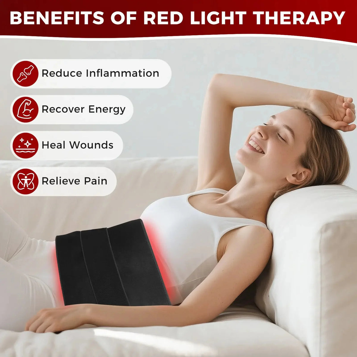 Red Light Therapy Belt 210 LEDs Adjustable Heat Remote-Controlled