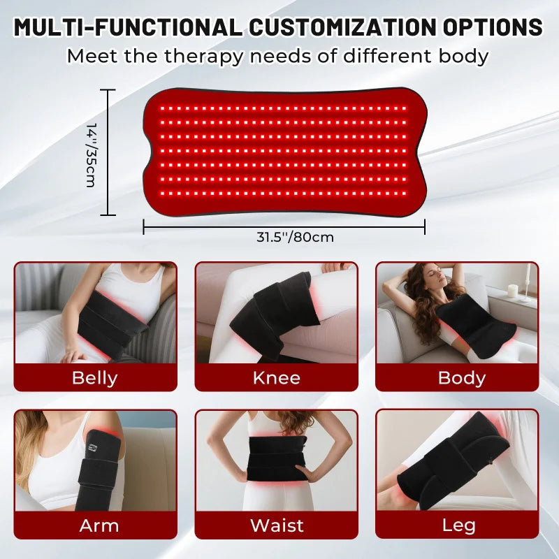 Red Light Therapy Belt 210 LEDs Adjustable Heat Remote-Controlled