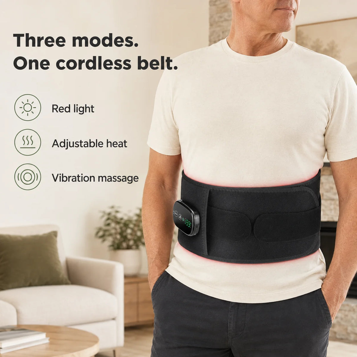 Red Light Therapy Belt Cordless Heat & Vibration