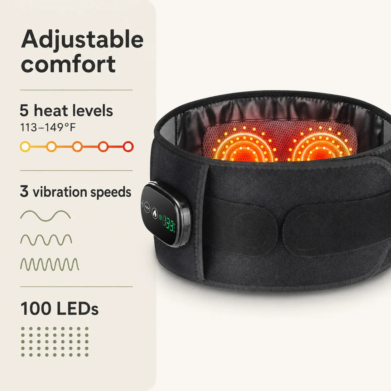 Red Light Therapy Belt Cordless Heat & Vibration