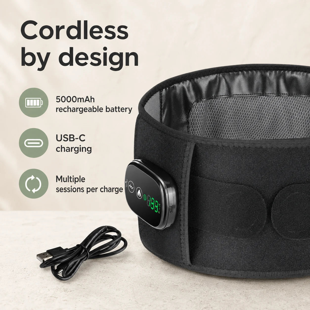 Red Light Therapy Belt Cordless Heat & Vibration