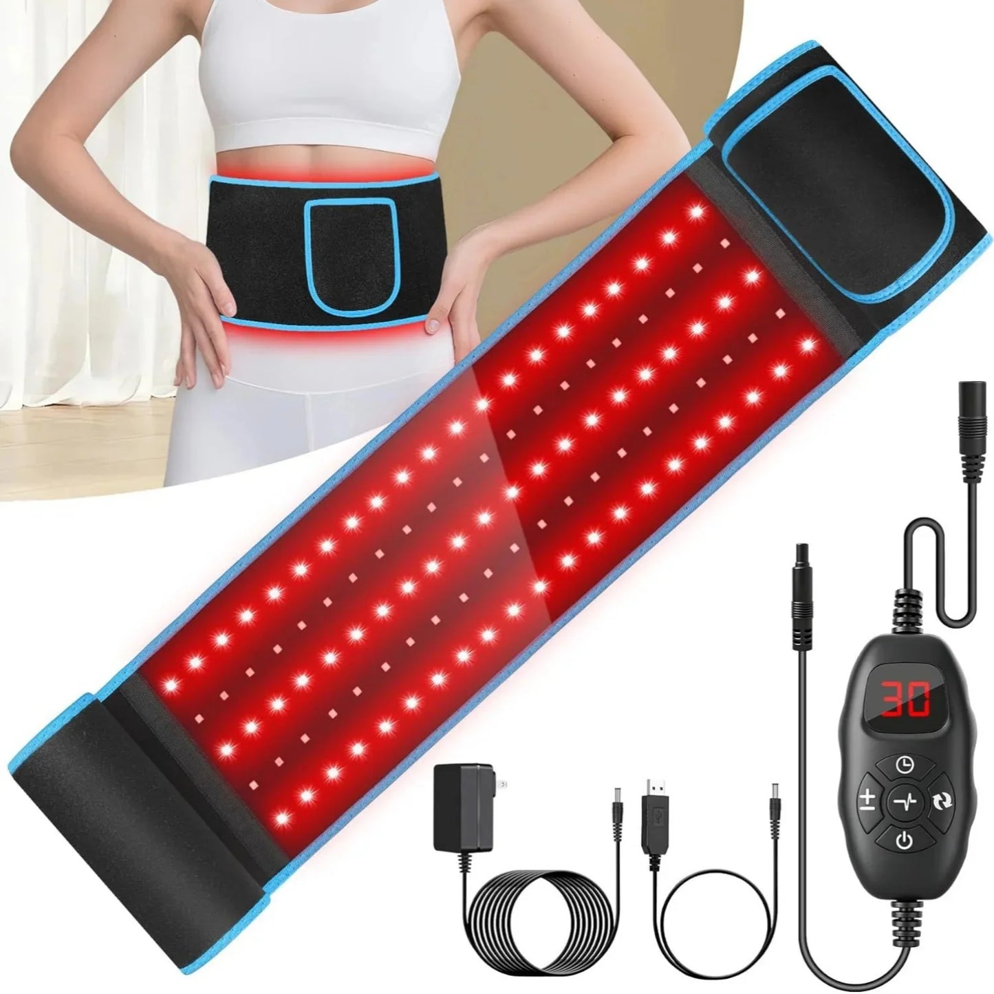 Red Light Therapy Belt Dual Wavelength Heated Hands-Free