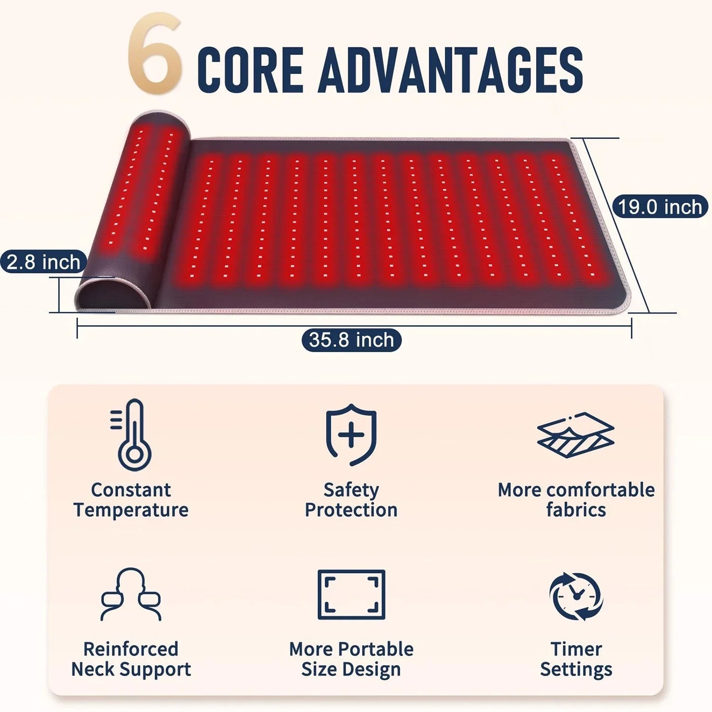 Red Light Therapy Mat 660nm 850nm Contoured Neck Support