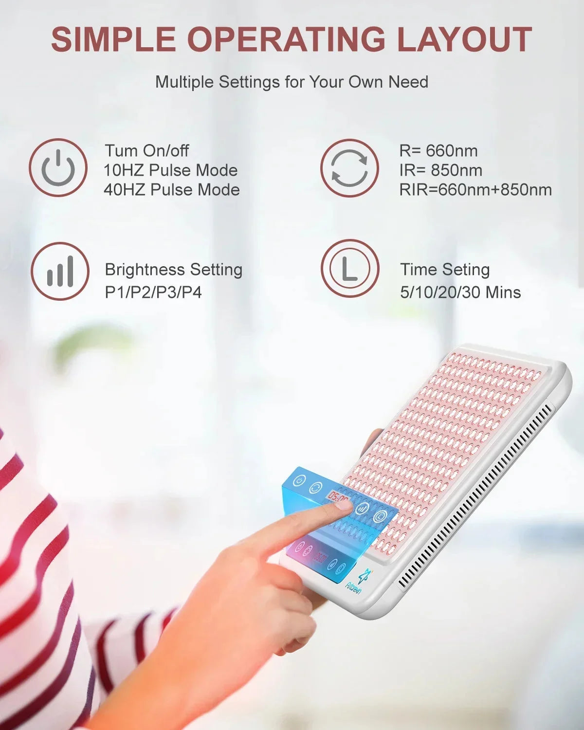 Red Light Therapy Panel Dual Wavelength Face & Body