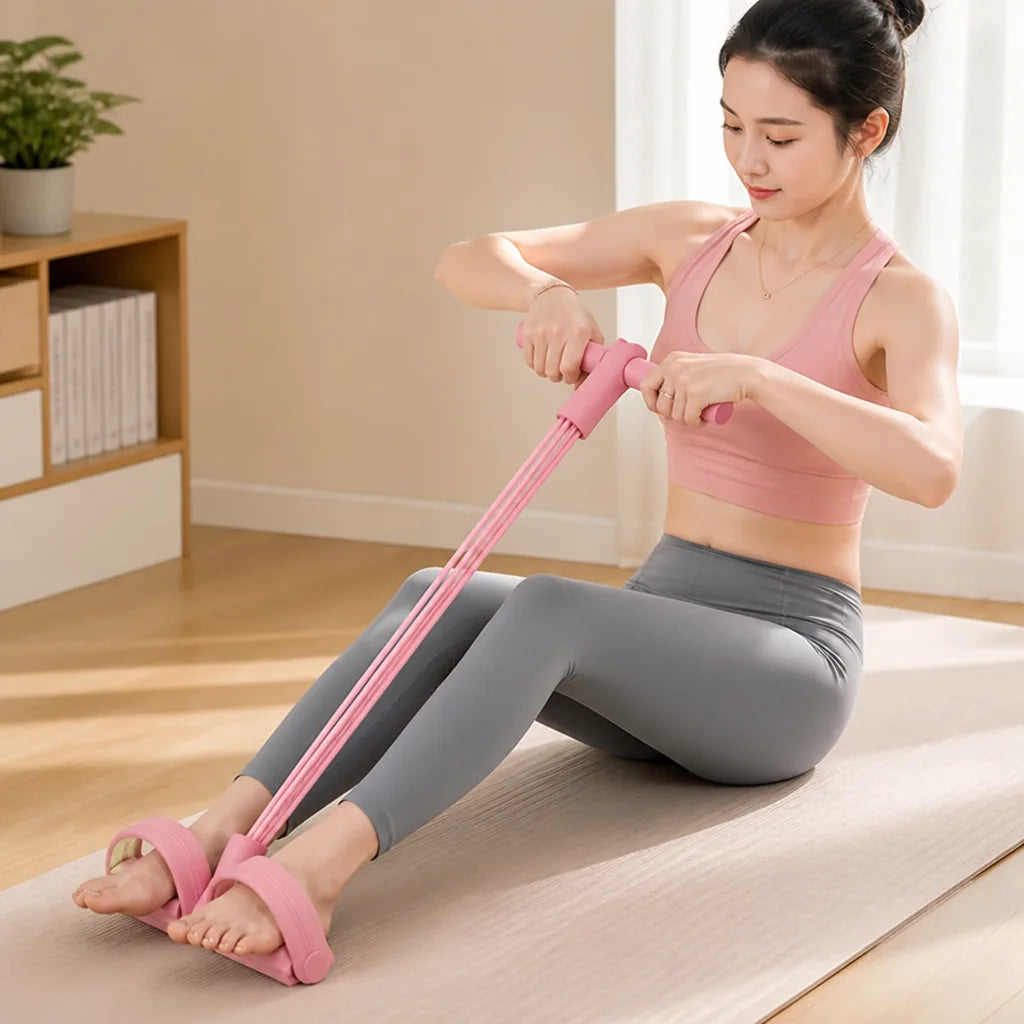 Resistance Band 6-Strand Multi-Tube Pedal Puller & Foam Handles