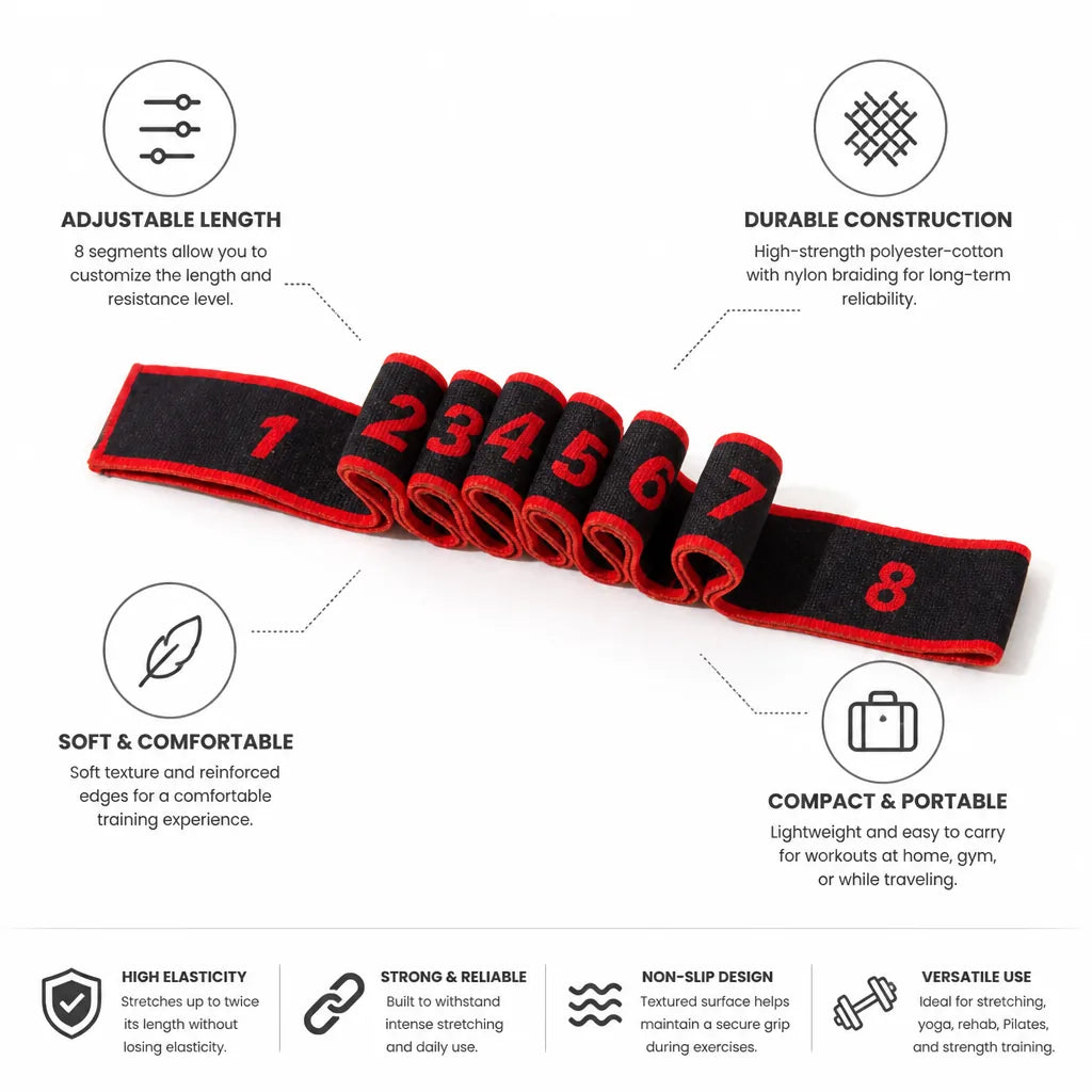 Resistance Band Adjustable 8-Segment Nylon-Braided