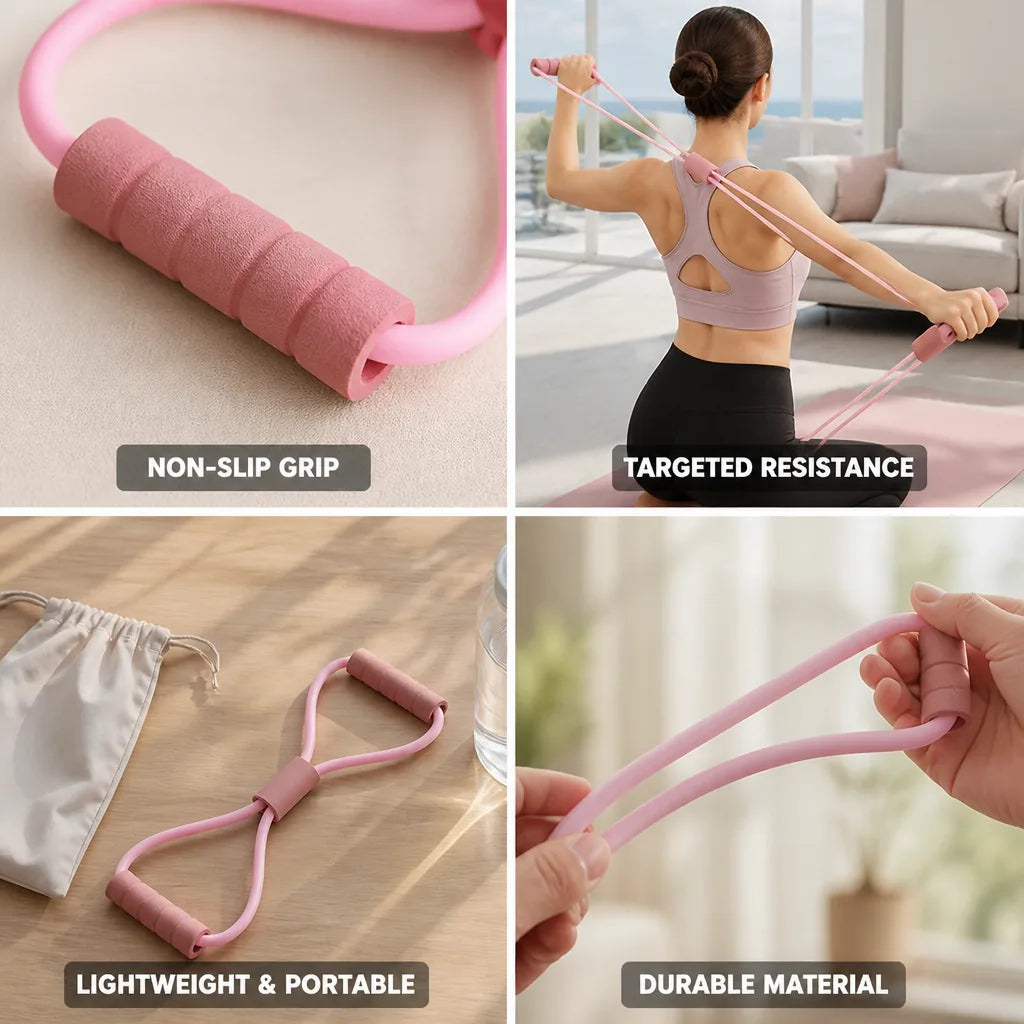 Resistance Band Figure-8 Textured Non-Slip Grip