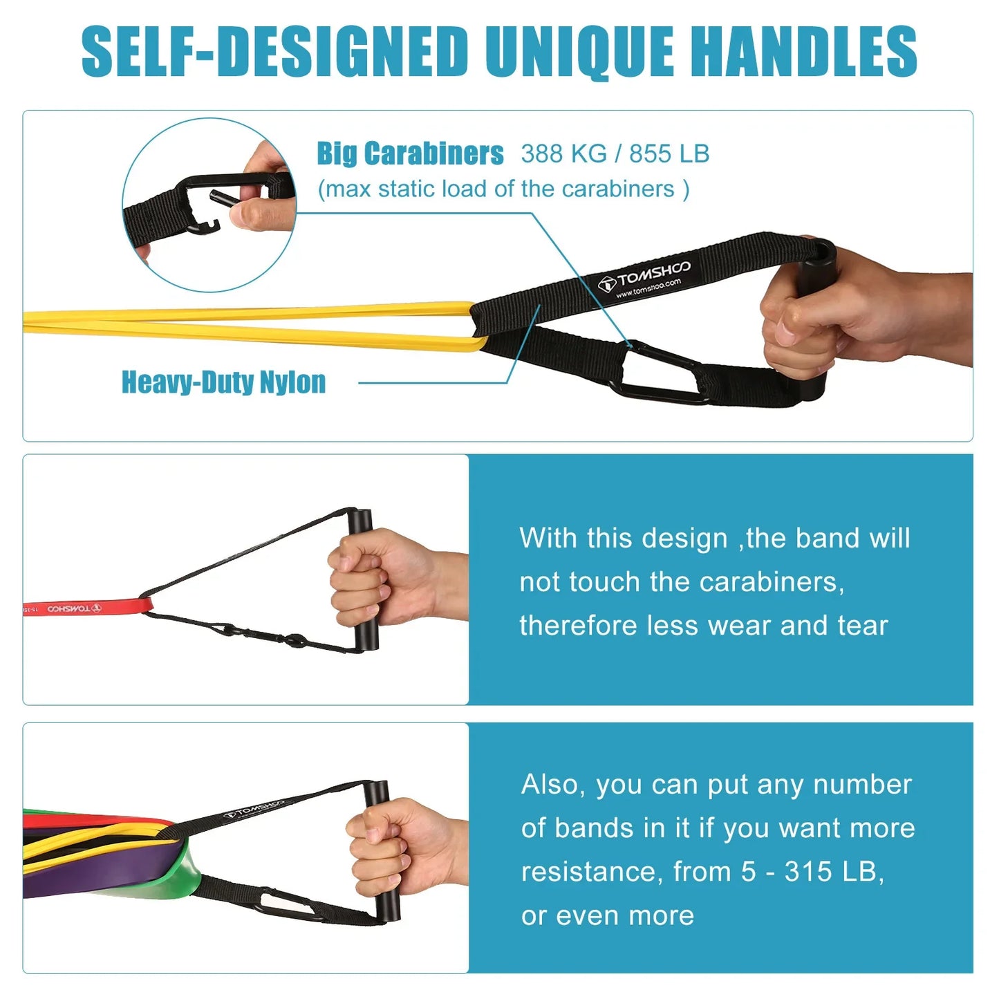 Resistance Band Set 5 Levels Natural Latex