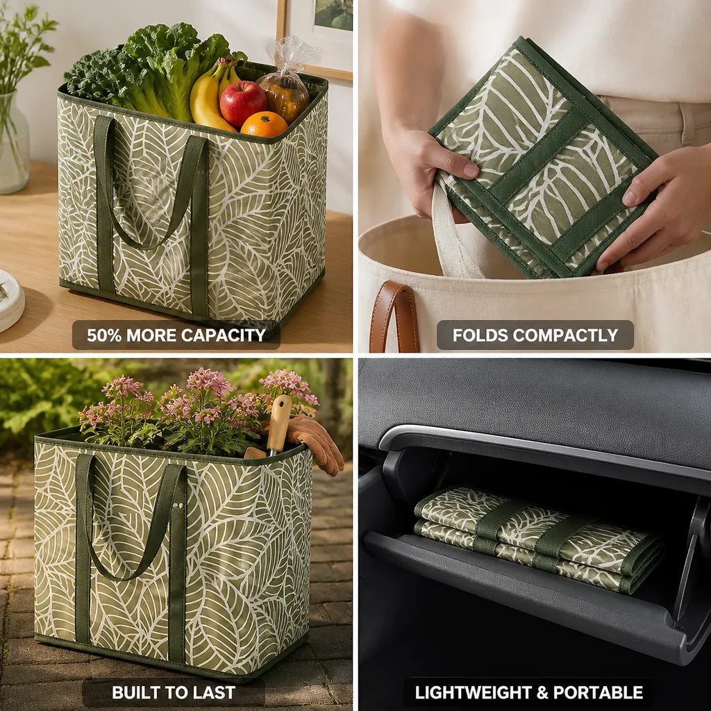 Reusable Bag Foldable & Lightweight 50% More Capacity