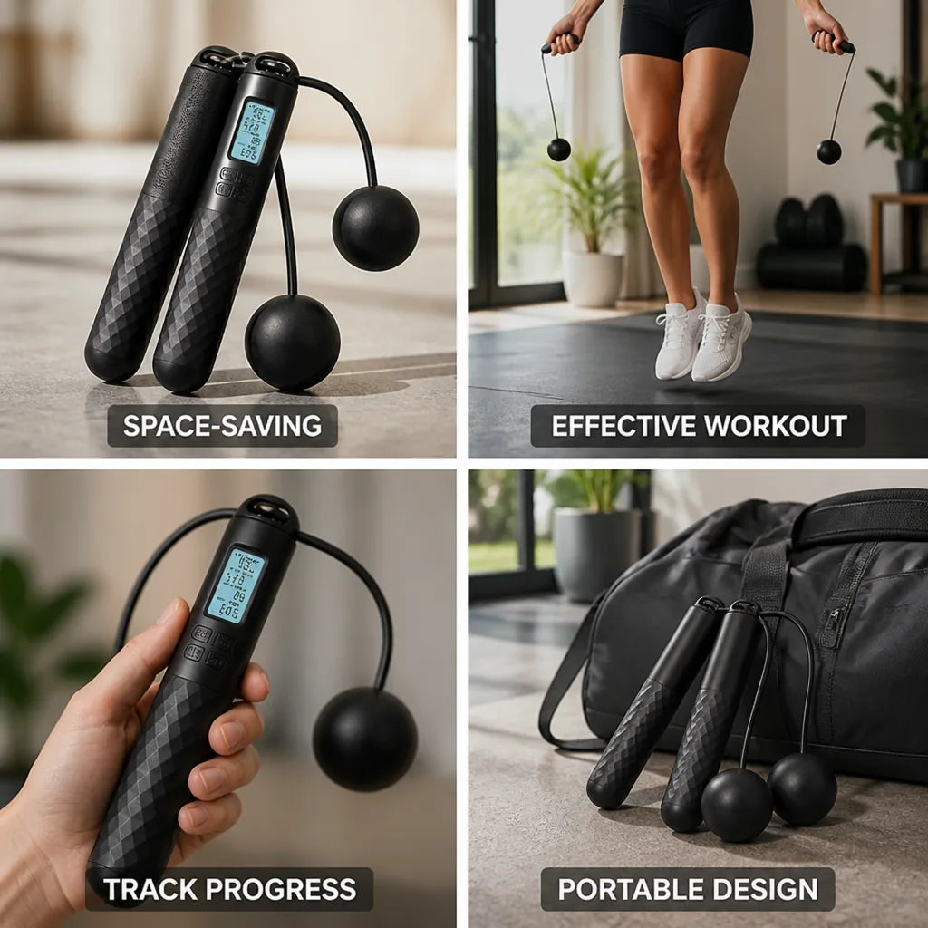 Ropeless Jump Rope Weighted Handles & LCD Counter