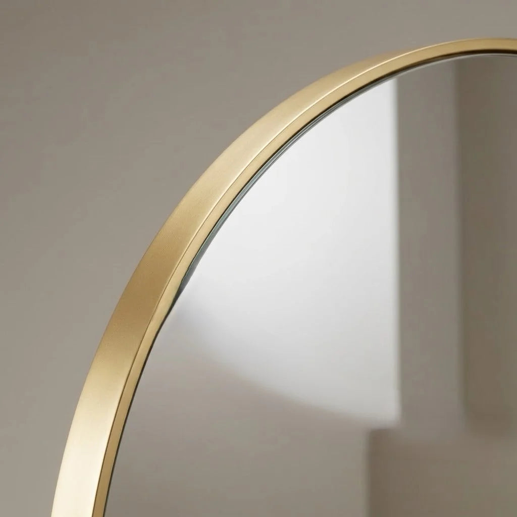 Round Wall Mirror Tempered Glass & Metal Frame