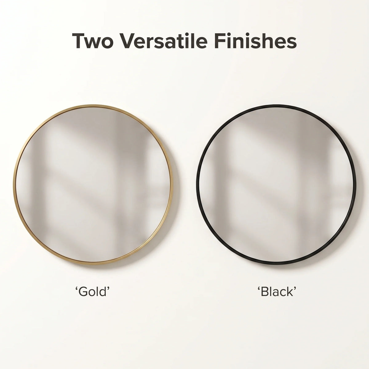 Round Wall Mirror Tempered Glass & Metal Frame