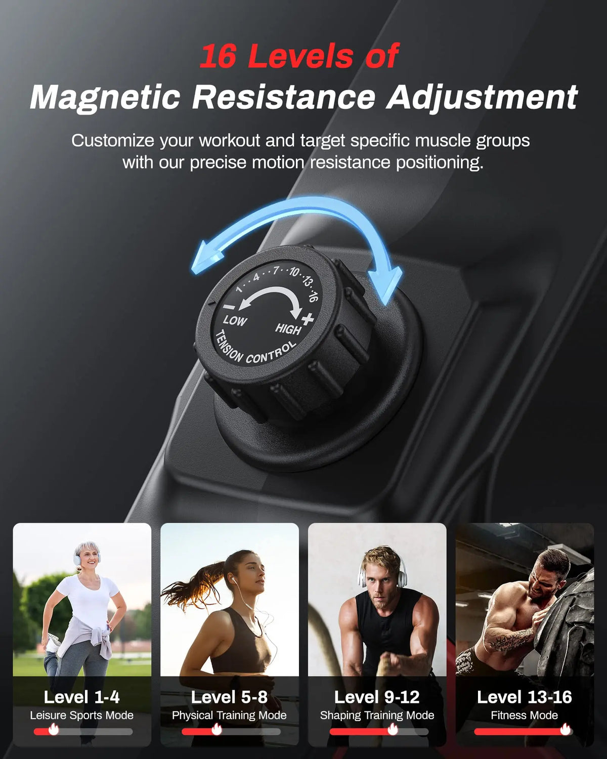Rowing Machine 16-Level Magnetic Foldable Bluetooth