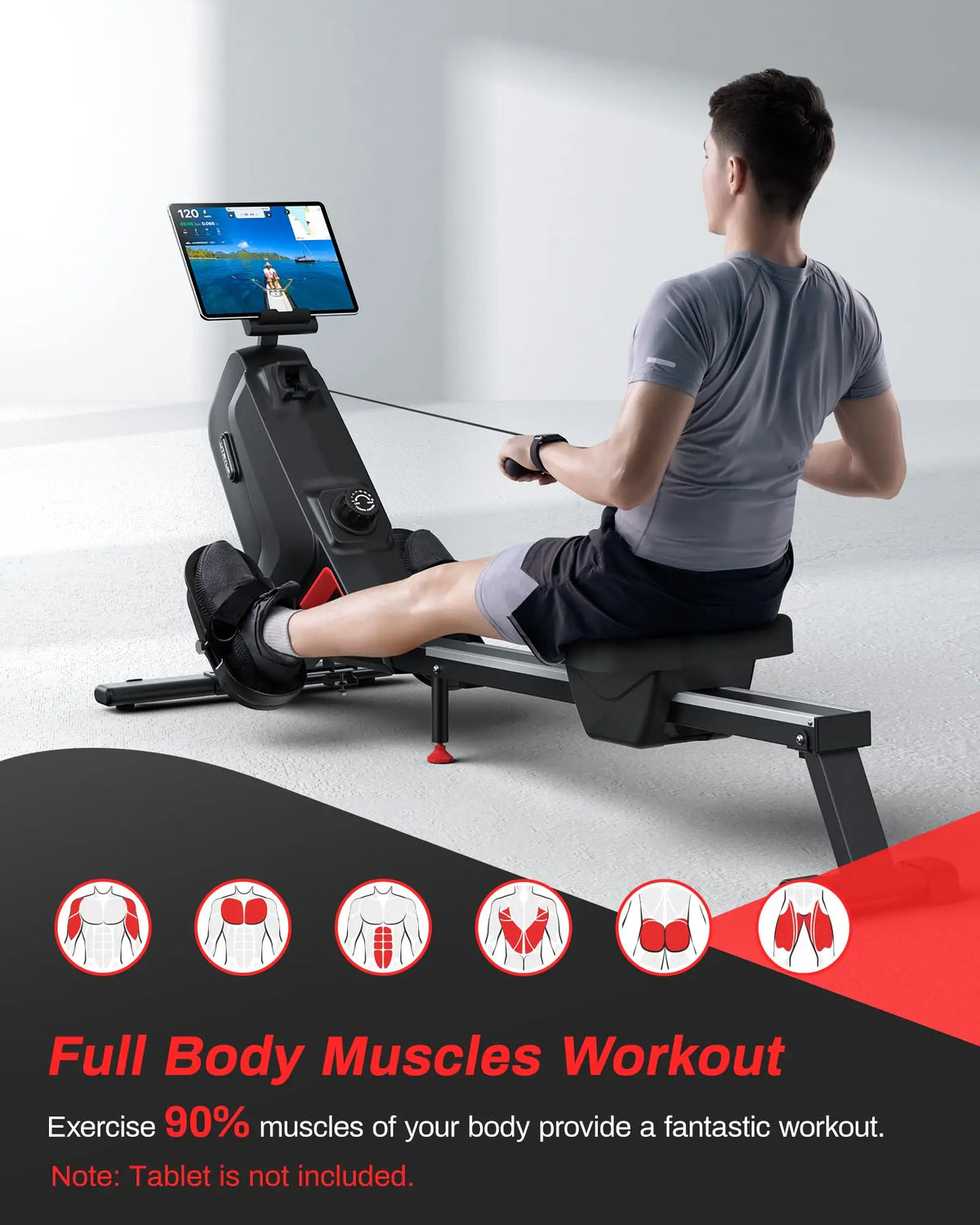 Rowing Machine 16-Level Magnetic Foldable Bluetooth