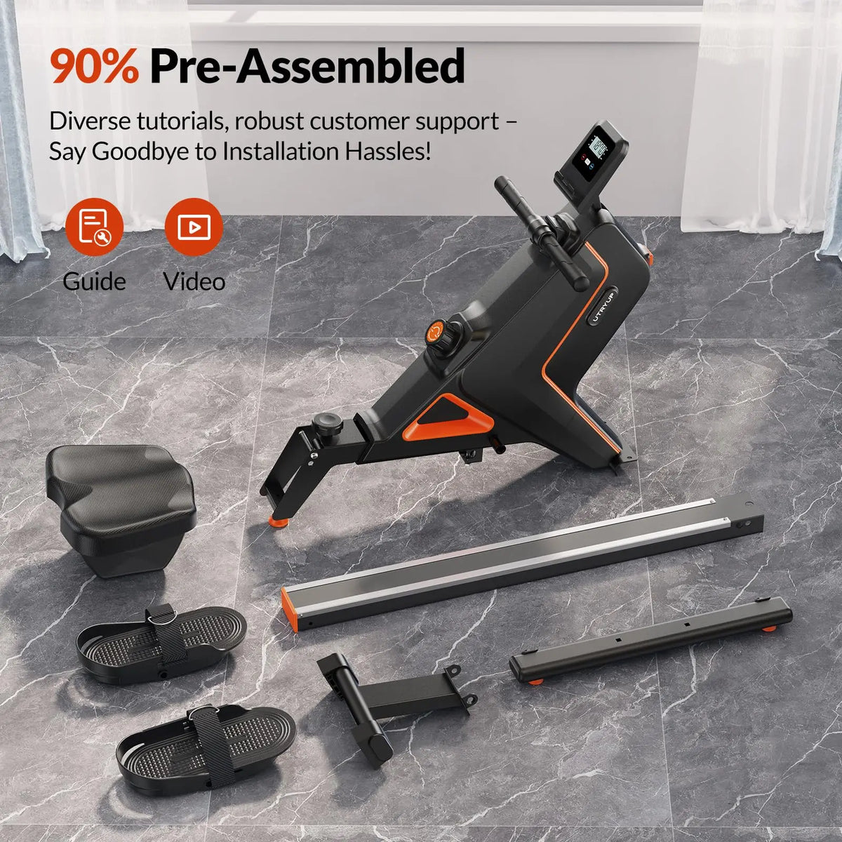 Rowing Machine 16-Level Magnetic Foldable Bluetooth