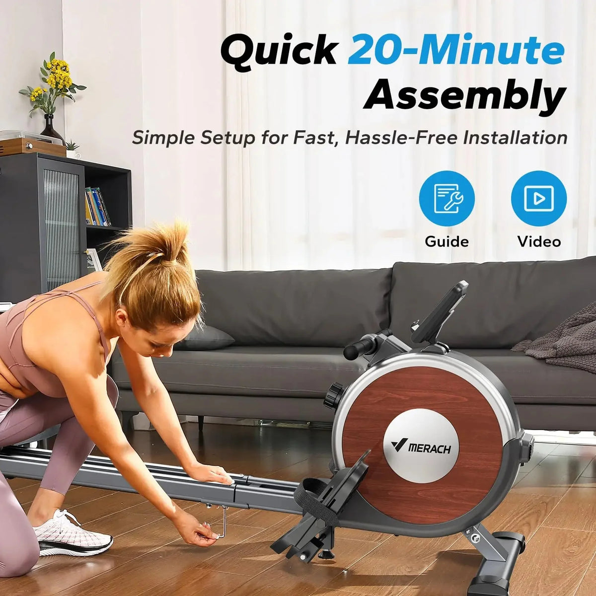 Rowing Machine Magnetic Flywheel Ultra-Quiet App Tracking