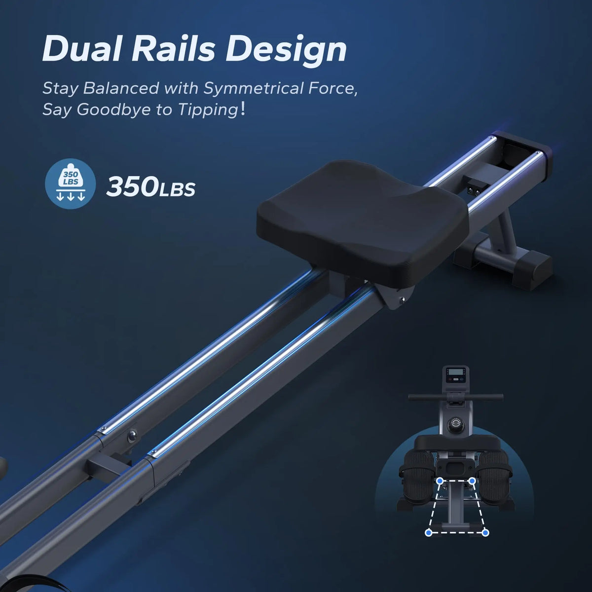 Rowing Machine Magnetic Flywheel Ultra-Quiet App Tracking