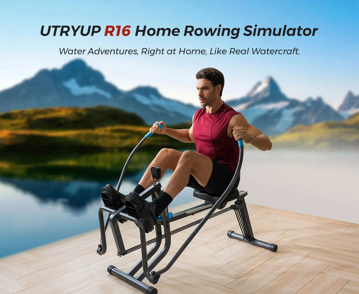 Rowing Machine Scull-Style Adjustable Resistance Compact & Quiet