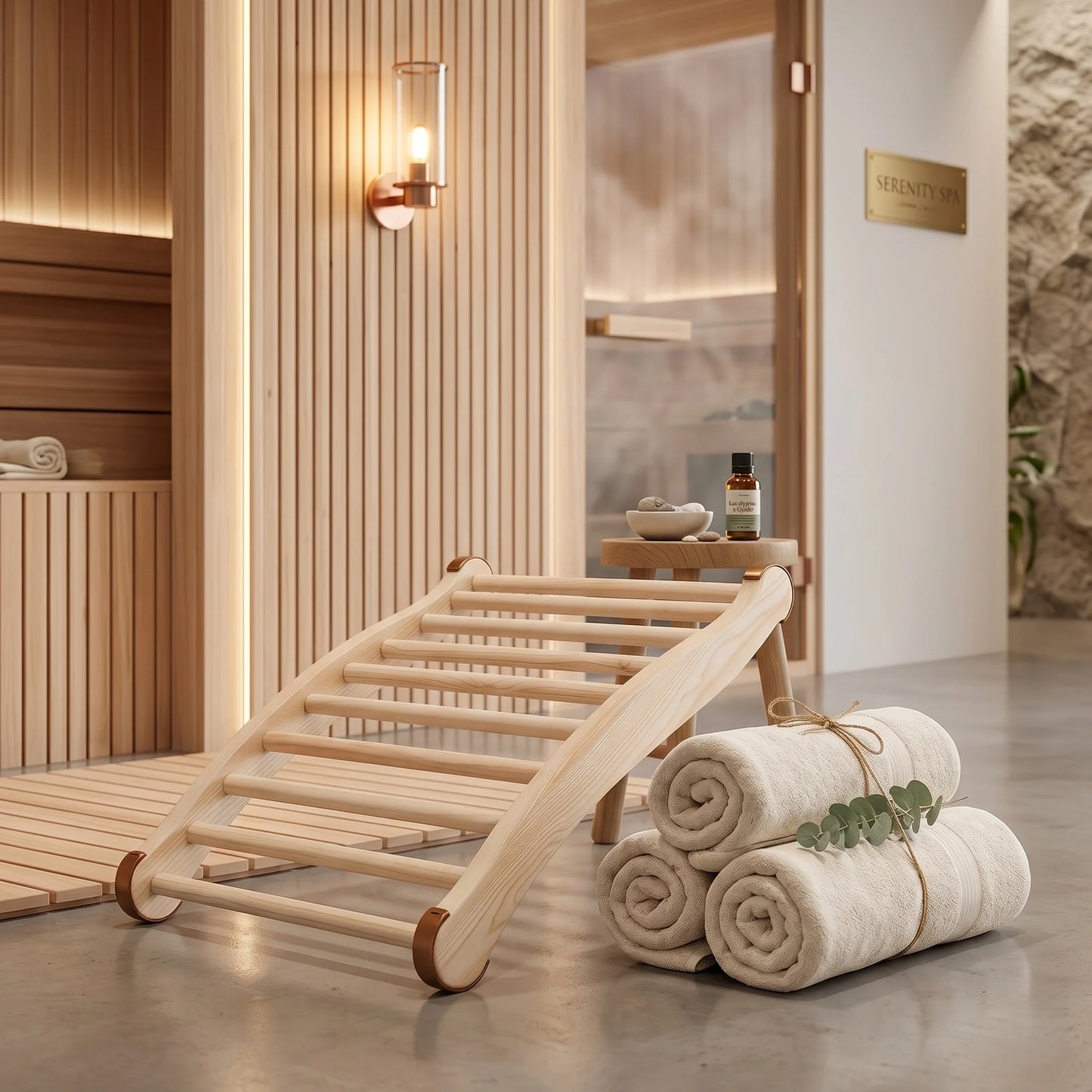 Sauna Backrest Ergonomic Wooden Non-Slip