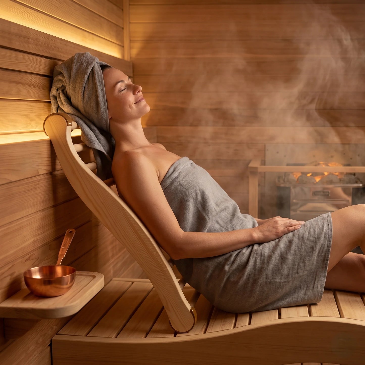 Sauna Backrest Ergonomic Wooden Non-Slip